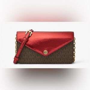 Michael Kors Jet Set Travel Crimson Logo Clutch Crossbody – Brand New with tag